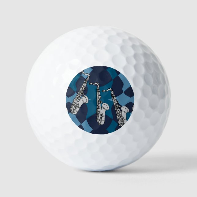 Sketchy Saxophone Grey Pattern Golf Balls (Front)