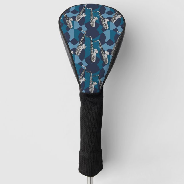 Sketchy Saxophone Grey Pattern Golf Head Cover (Front)