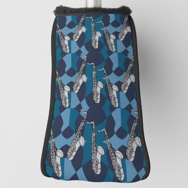 Sketchy Saxophone Grey Pattern Golf Head Cover (Rotate 90)
