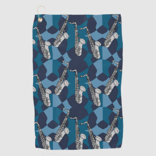 Sketchy Saxophone Grey Pattern Golf Towel
