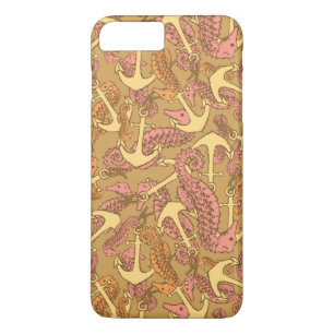 Sketchy Seahorse And Anchor Pattern iPhone 8 Plus/7 Plus Case