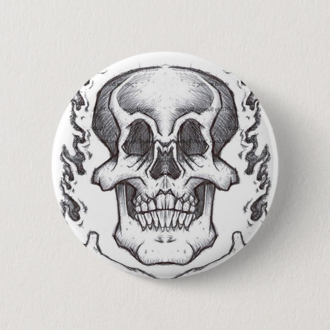 Sketchy Skull 6 Cm Round Badge (Front)