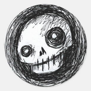 Sketchy Skull Classic Round Sticker