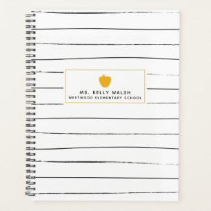 Sketchy Stripes Gold Apple Teacher Planner