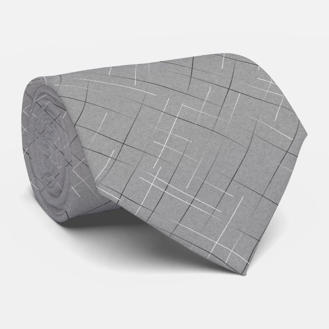 Sketchy Stripes | Speckled Grey Tie (Rolled)