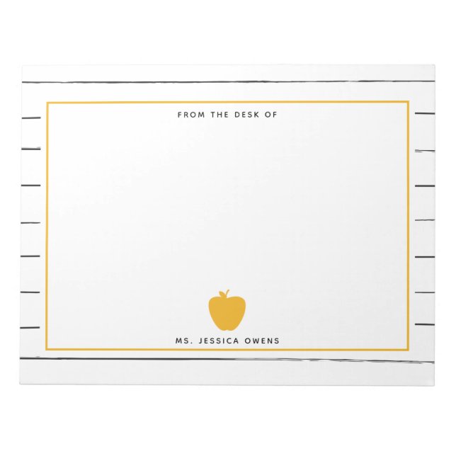 Sketchy Stripes Yellow Apple Teacher Notepad (Front)