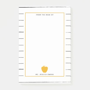 Sketchy Stripes Yellow Apple Teacher Post-it Notes