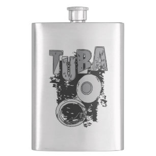 Sketchy Tuba and Text Hip Flask