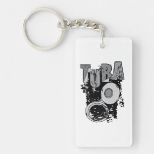 Sketchy Tuba and Text Key Ring