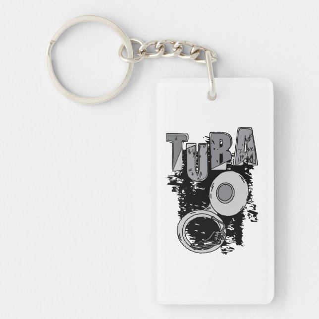 Sketchy Tuba and Text Key Ring (Front)