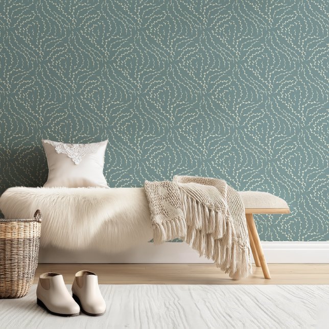 Sketchy Wavy Vines / delft blue Wallpaper (Creator Uploaded)