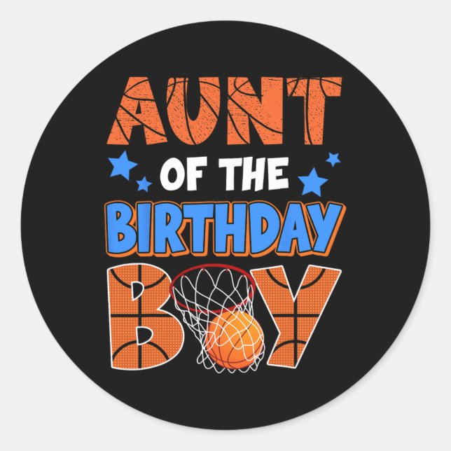 Sketll Aunt Of The Birthday Boy Family Matching  Classic Round Sticker (Front)