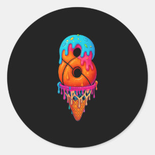 Sketll Drip 8 Year Old Ice Cream Drip 8th Birthday Classic Round Sticker