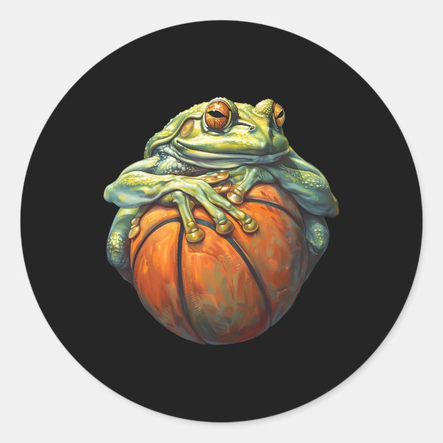Sketll Frog Bll Player Artwork Drawing Sketll Hoop Classic Round Sticker (Front)
