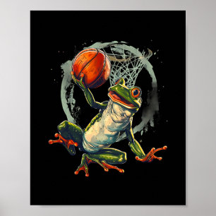 Sketll Frog Toad Slam Dunk Artwork Sketll Hoop  Poster
