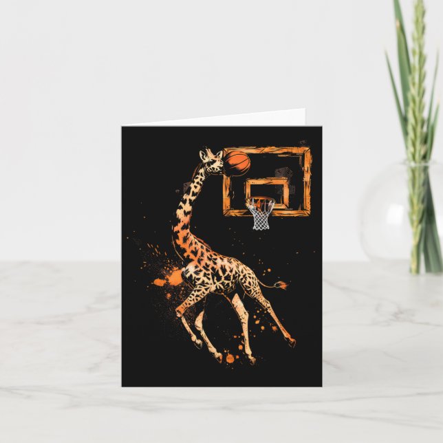 Sketll Giraffe Slam Dunk Drawing Sketll Lover  Card (Front)