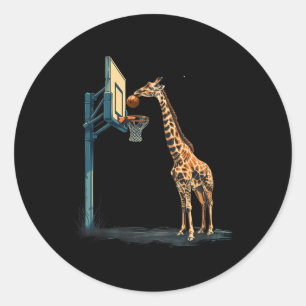 Sketll Giraffe Slam Dunk Sketll Hoop Artwork Classic Round Sticker