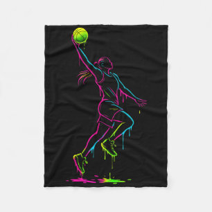 Sketll Girl Colourful Outline Athletic Street Art Fleece Blanket