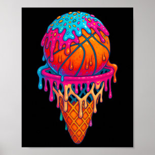 Sketll Ice Cream Drip Cone Boys Girls Youth Sketll Poster