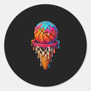 Sketll Ice Cream Drip For Boys Girls Youth Sketll Classic Round Sticker
