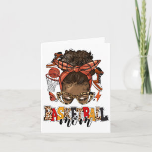 Sketll Mum Game Day Messy Bun Leopard Mother's Day Card