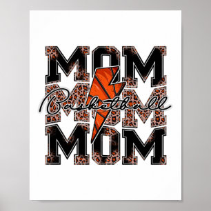 Sketll Mum Leopard Lightning Bolt Sketll Game Day  Poster