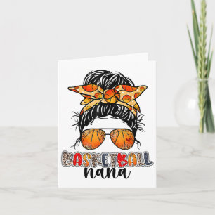 Sketll Nana Game Day Messy Bun Leopard Mother's Da Card