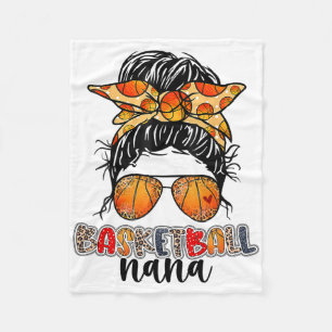Sketll Nana Game Day Messy Bun Leopard Mother's Da Fleece Blanket