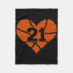 Sketll Number 21 Jersey Funny Sketll Heart Game Da Fleece Blanket