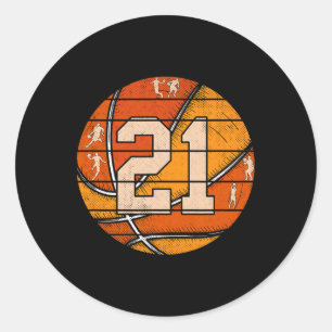 Sketll Number #21 Jersey Love Sketll Player Vintag Classic Round Sticker