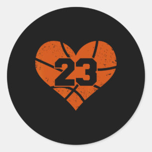 Sketll Number 23 Jersey Funny Sketll Heart Game Da Classic Round Sticker