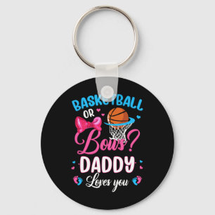 Sketll Or Bows Daddy Loves You Gender Reveal Pink Key Ring