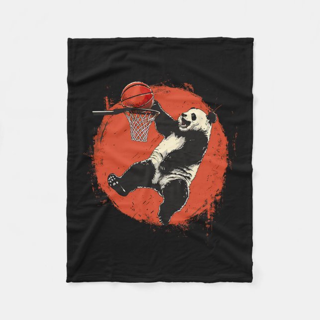 Sketll Panda Bear Slam Dunk Artwork Sketll Player  Fleece Blanket (Front)