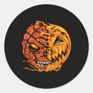 Sketll Player Halloween Pumpkin Boys Sketll Lovers Classic Round Sticker