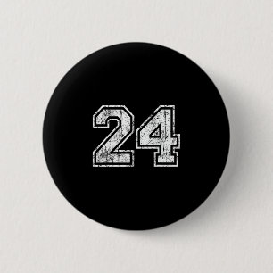 Sketll Player Jersey Number 24 Vintage Distressed 6 Cm Round Badge