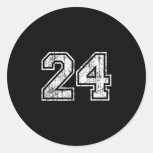 Sketll Player Jersey Number 24 Vintage Distressed Classic Round Sticker