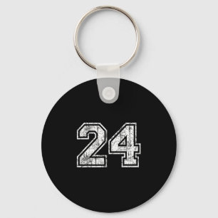 Sketll Player Jersey Number 24 Vintage Distressed Key Ring