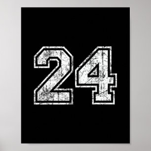 Sketll Player Jersey Number 24 Vintage Distressed Poster