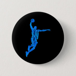 Sketll Player Slam Dunk Blue Flames Abstract Art S 6 Cm Round Badge