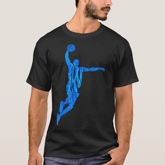 Sketll Player Slam Dunk Blue Flames Abstract Art S T-Shirt (Front)