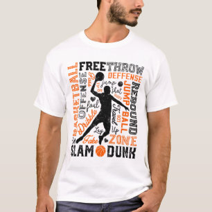 Sketll Player Slam Dunk Typography Word Art Vintag T-Shirt