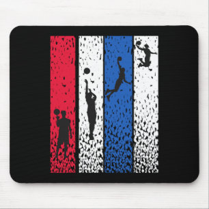 Sketll Retro Vintage Usa Flag Red White Blue Patri Mouse Mat