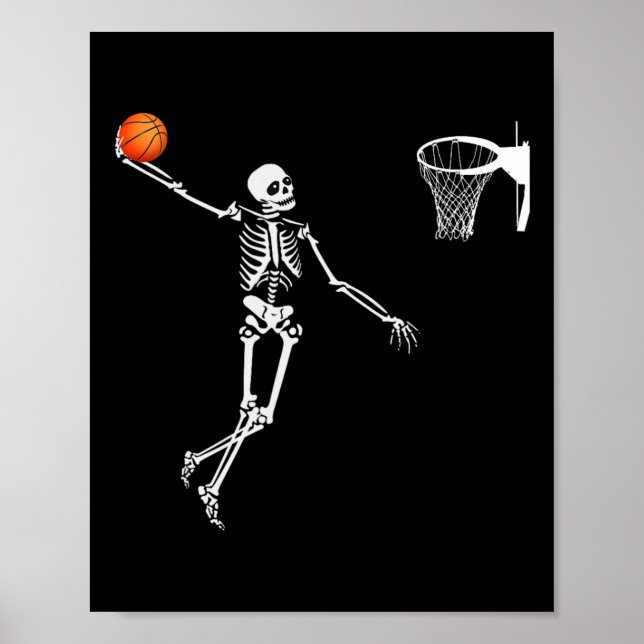 Sketll Skeleton Halloween Art-dunking Skeleton  Poster (Front)