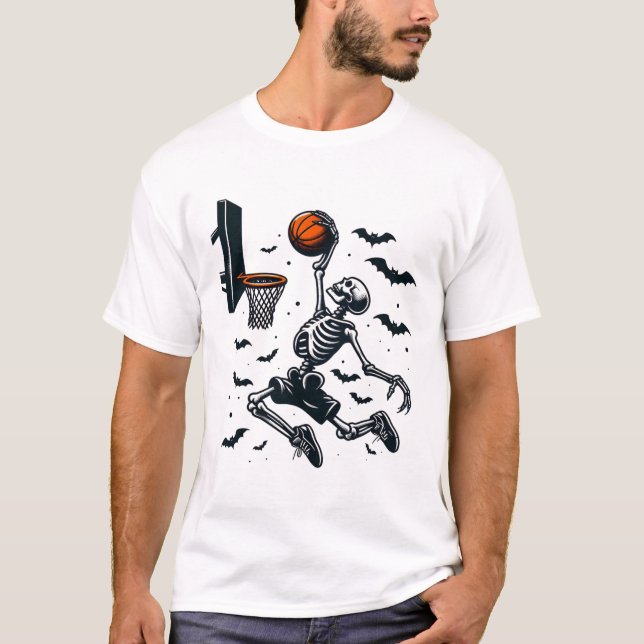 Sketll Skeleton Halloween Skeleton Sketll Player  T-Shirt (Front)