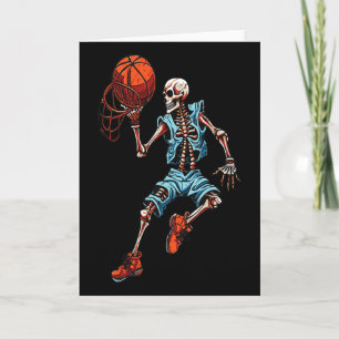 Sketll Skeleton Halloween Spooky Dunking Skull Cos Card