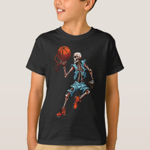 Sketll Skeleton Halloween Spooky Dunking Skull Cos T-Shirt