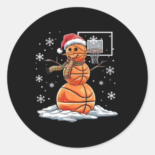 Sketll Snowman Player Santa Hat Christmas Funny  Classic Round Sticker