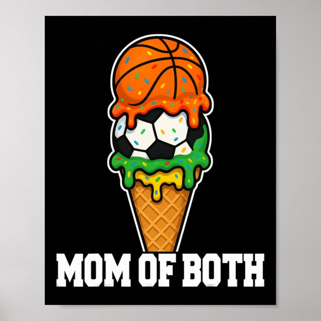 Sketll Soccer Mum Ice Cream Drip Summer Game Day  Poster (Front)