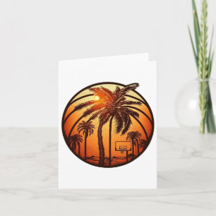 Sketll Sunset With Palm Trees And Sketll Hoop Card
