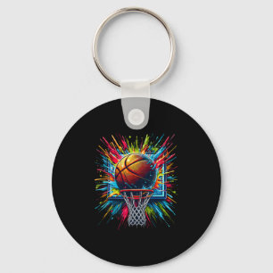 Sketll Tie Dye Color Splash Colorful Sketll Hoop Key Ring